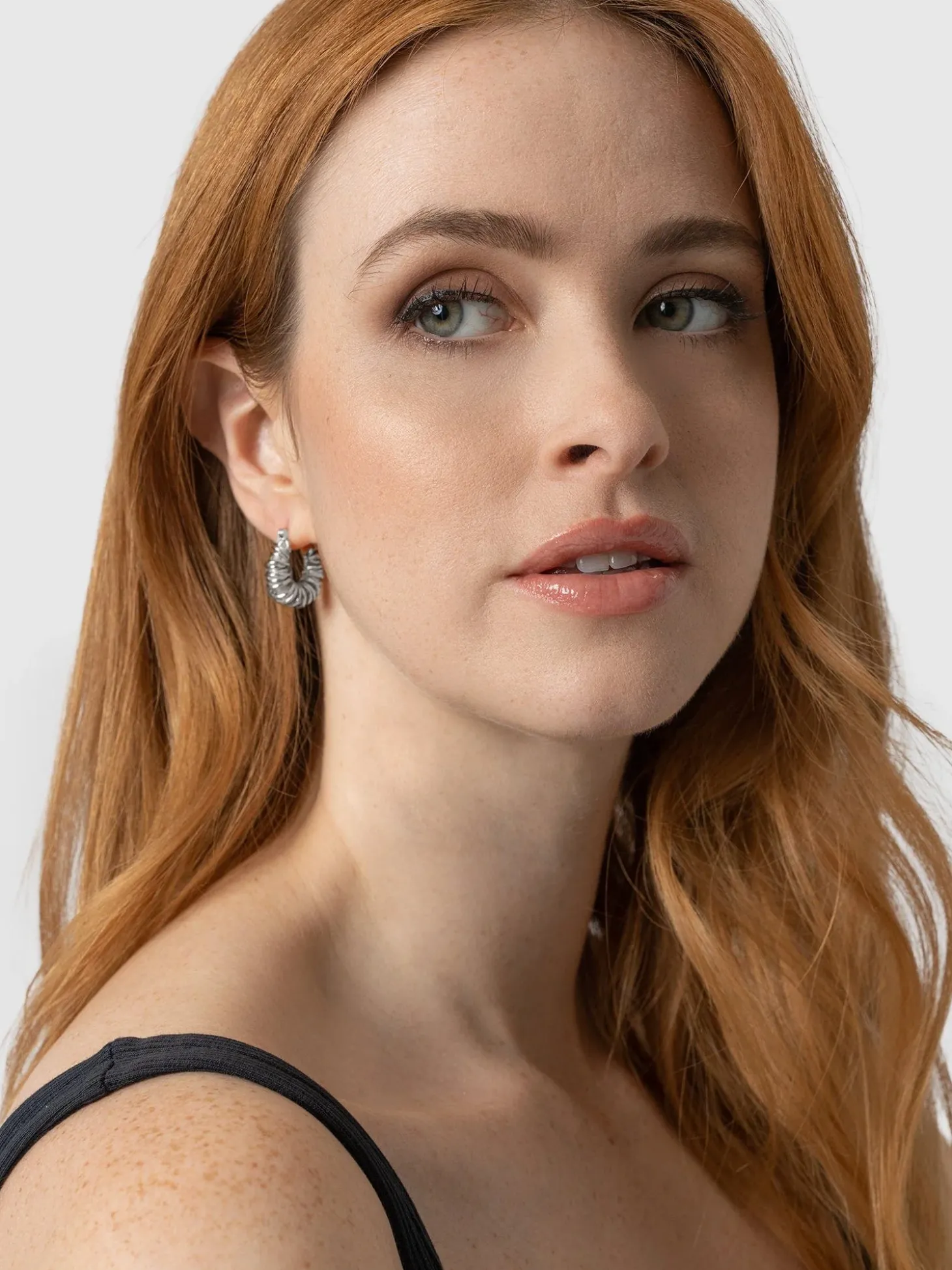 Swirl Hoop Earrings - Silver