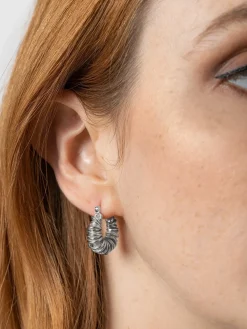 Swirl Hoop Earrings - Silver