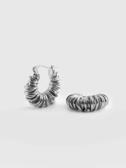 Swirl Hoop Earrings - Silver