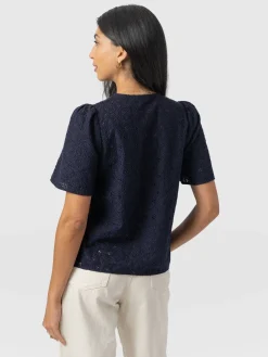 Tabitha Short Sleeve Blouse - Navy