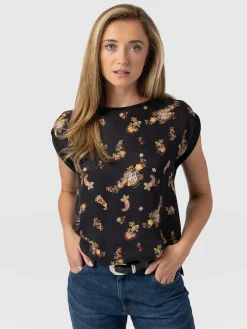 Turn Up Contrast Tee - Black Paisley