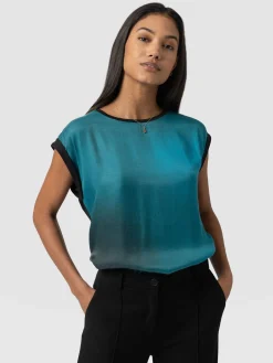 Turn Up Contrast Tee - Blue Coral