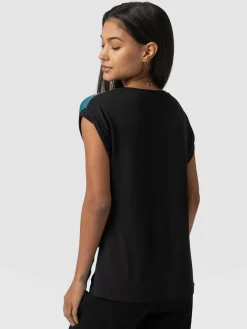 Turn Up Contrast Tee - Blue Coral