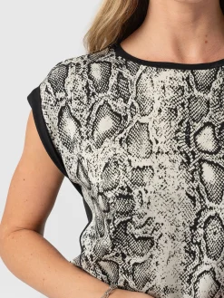 Turn Up Contrast Tee - Cream Snake