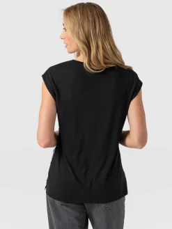 Turn Up Contrast Tee - Cream Snake