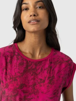Turn Up Contrast Tee - Pink Marble
