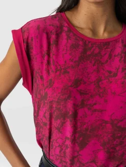 Turn Up Contrast Tee - Pink Marble