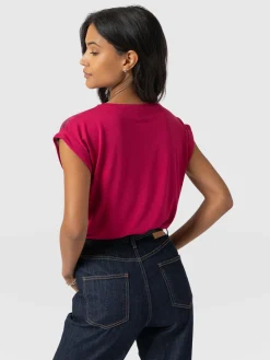 Turn Up Contrast Tee - Pink Marble