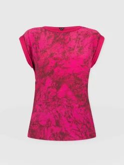 Turn Up Contrast Tee - Pink Marble