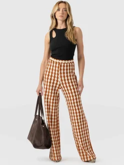 Victory Wide Leg Pant - Brown/Cream