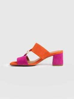 Vivienne Heeled Mules - Pink/Orange