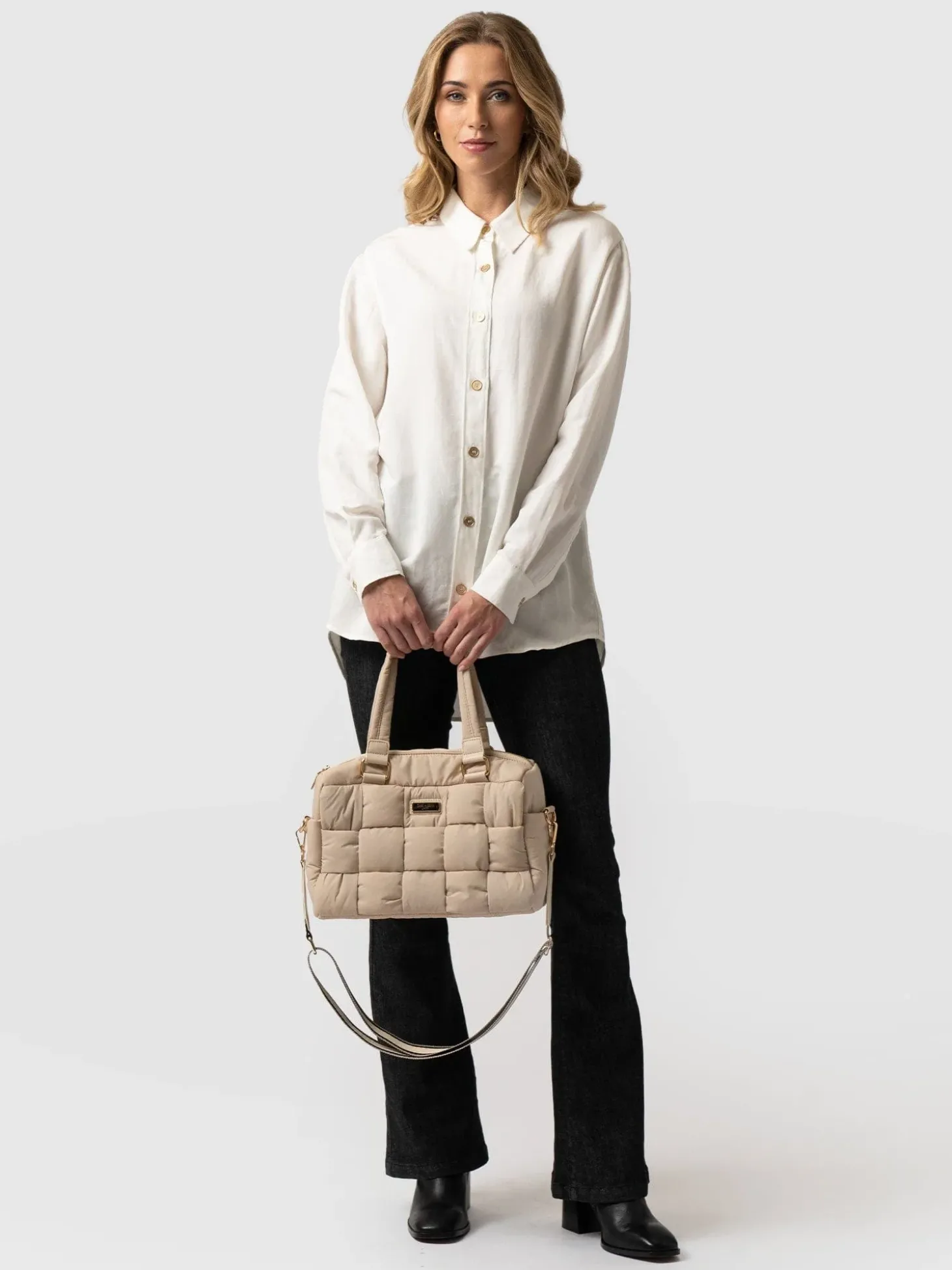 Woven Duffle Bag - Cream