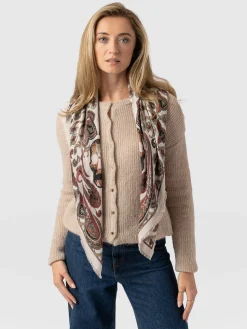 Wren Paisley Scarf - Cream/Burgundy